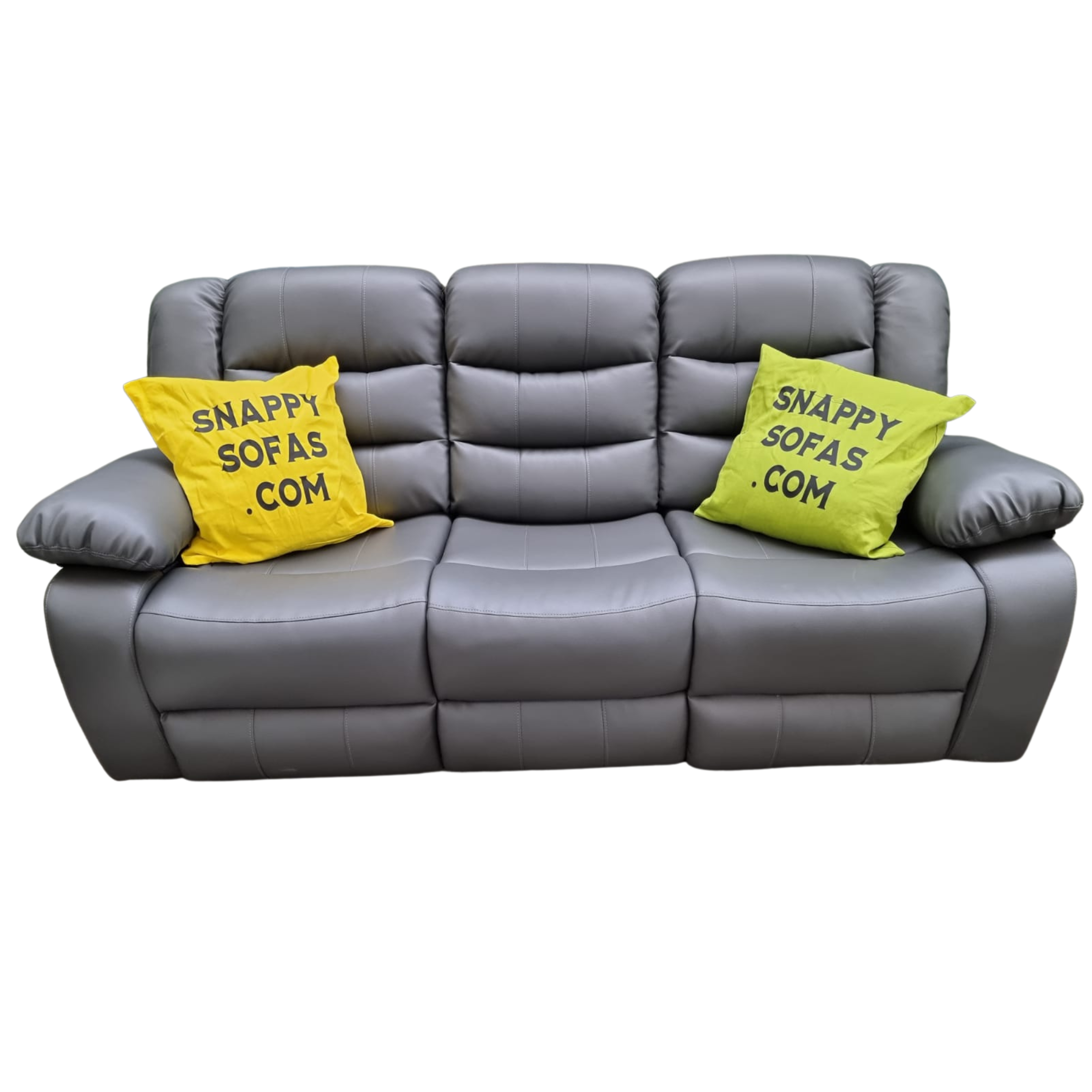 Roma Grey Leather Recliner 3 Seater Sofa