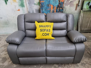 Roma Grey Leather Recliner 2 Seater Sofa