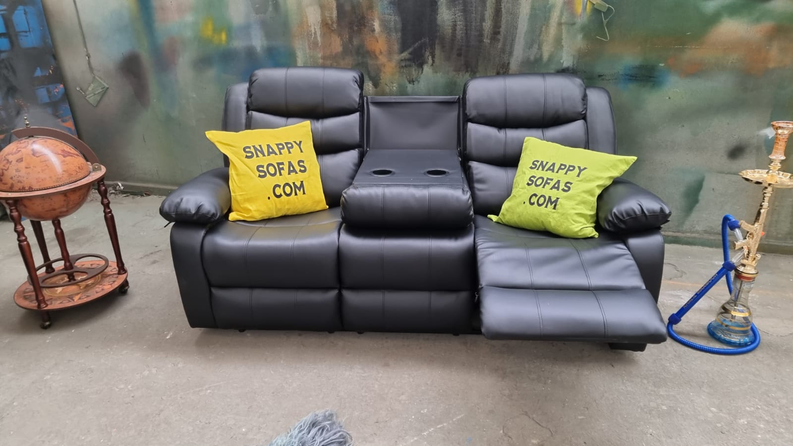 Roma Black Leather Recliner 3 + 2 Seater Sofa