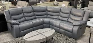 Roma Grey Leather Recliner Corner Sofa