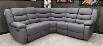 Roma Grey Leather Recliner Corner Sofa