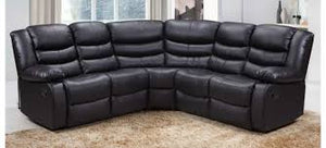 Napoli Black Leather Recliner Corner Sofa